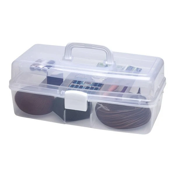 HobbyArts Plastboks med låg Transparent 39,5 x 19,5 cm, 10 rum